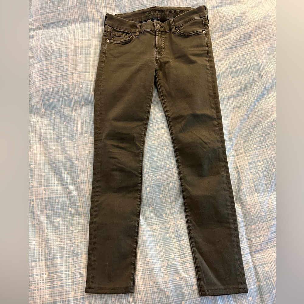 7 For All Mankind Gwenevere Jeans in Olive Green